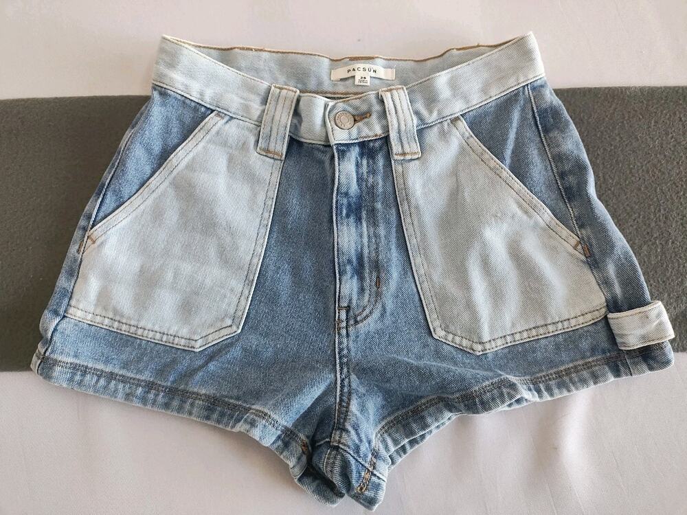 Pacsun Womens Mom Short Jeans Patch Colorblock Size 26 Shorts